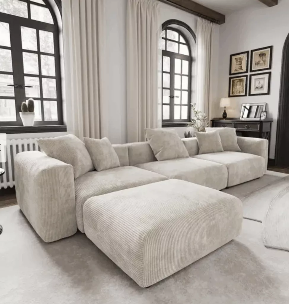 Luxurious Modular Sectional Couch with Chaise Ottoman